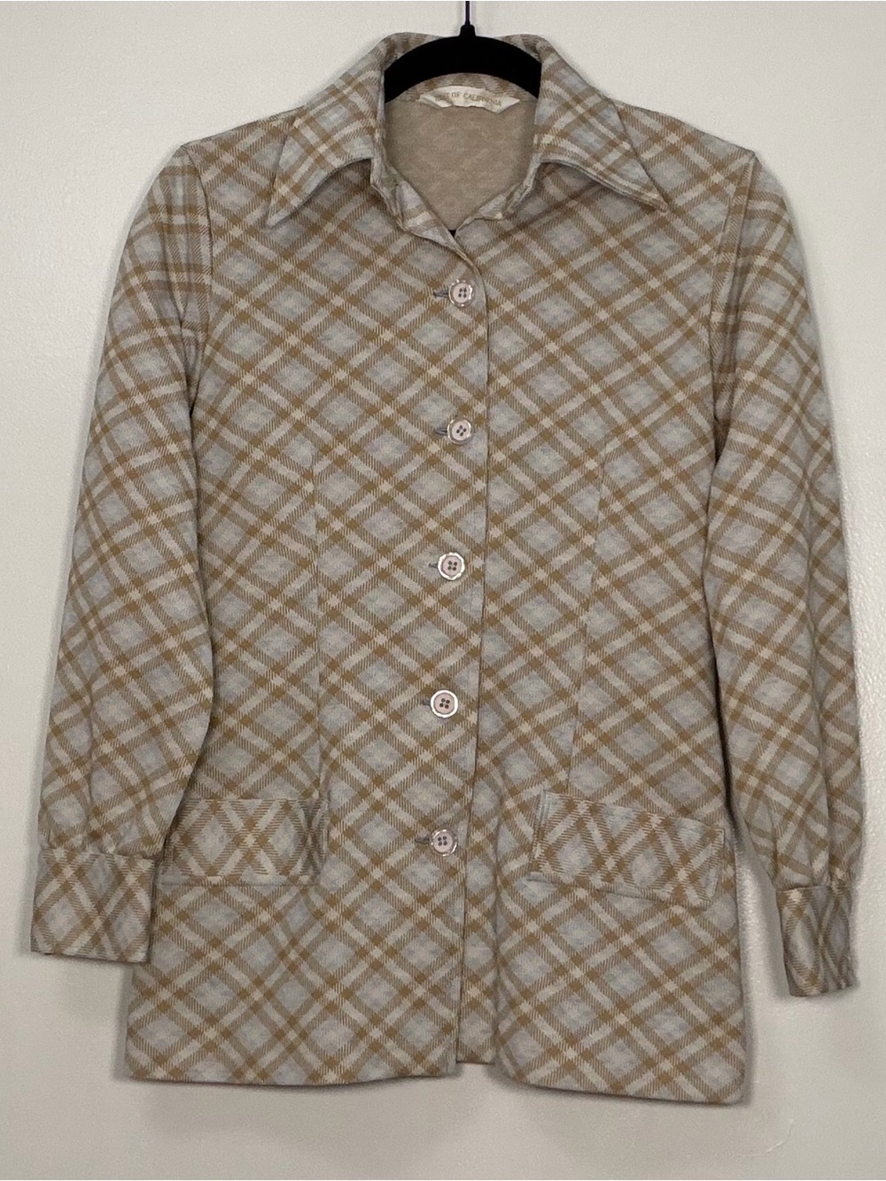 Vintage Koret Beige & Cream Plaid Trench Coat